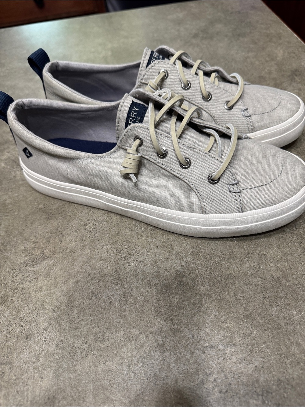 Sperry Light Gray Canvas Top-Siders-Memory Foam-BNWOT